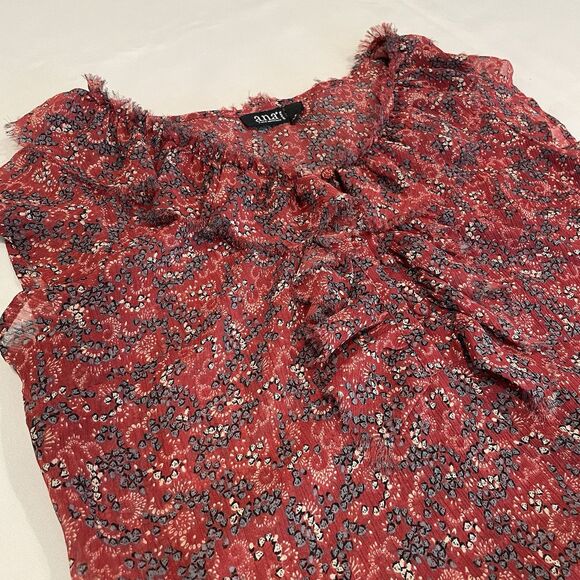 ANA Womens Sleeveless Semi-Sheer Pleated Ruffle Tank Top Blouse Sz PL - Picture 9 of 10